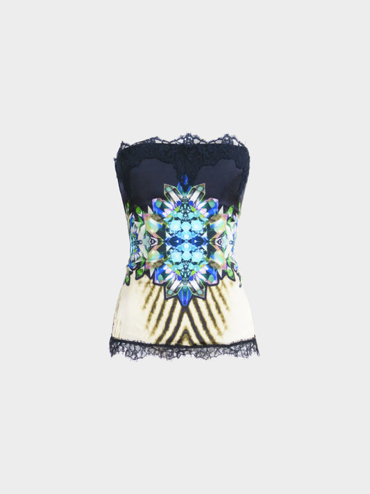 Roberto Cavalli 2012 Gemstone Print Corset Top