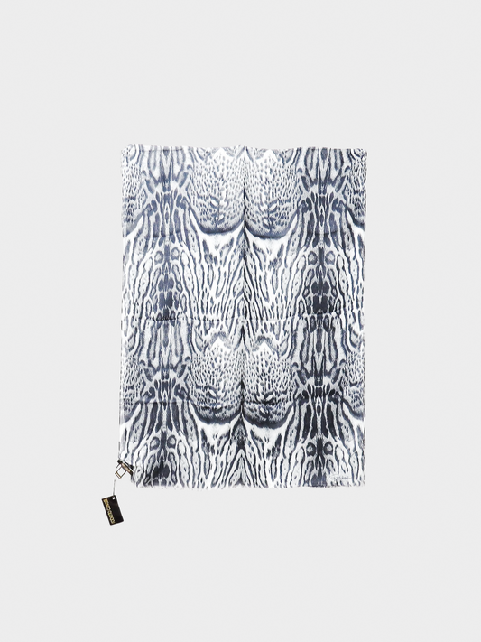Roberto Cavalli 2000s Grey Leopard Print Scarf
