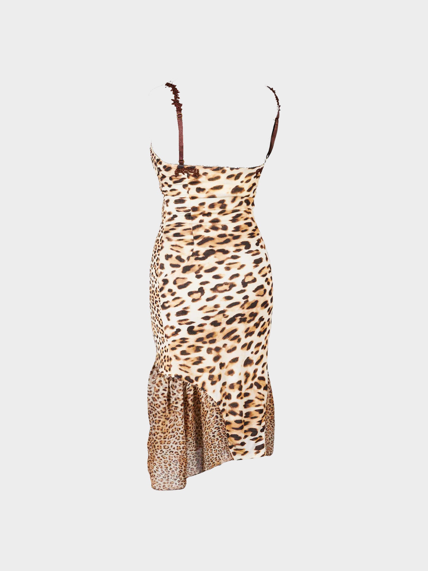 Roberto Cavalli 2000s Beige and Brown Leopard Print Dress