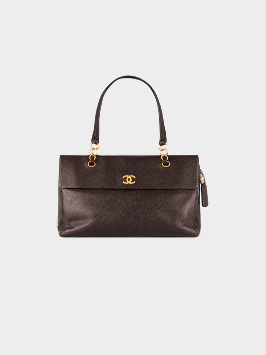 Chanel 2003-2004 Brown Caviar Leather Olsen Tote Bag