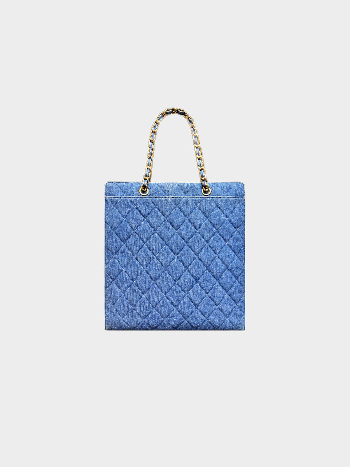 Chanel 1997-1999 Denim Blue Quilted CC Tote Bag