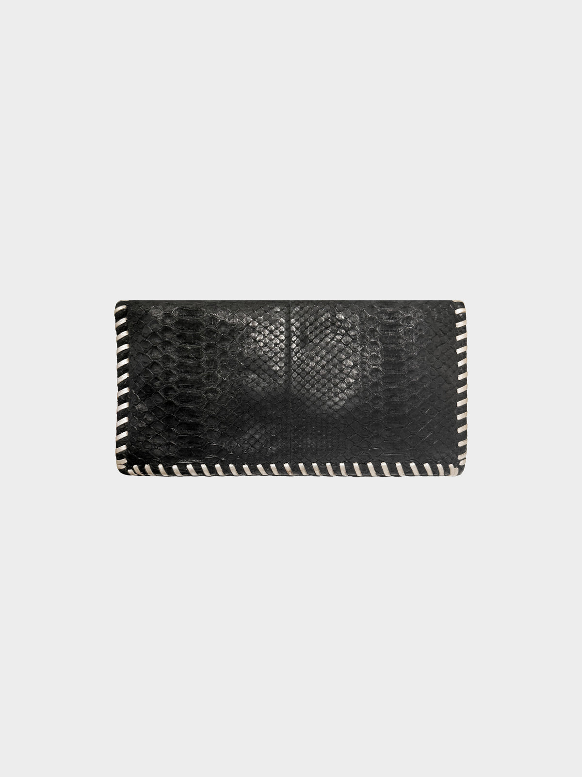 Chanel Cruise 2011 Black Python Leather Whipstitch CC Large Clutch