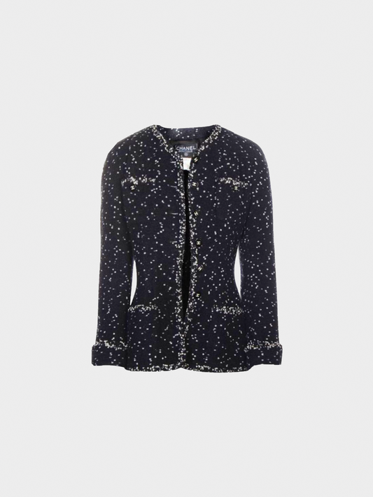 Chanel AW 1995 Monochrome Speckled Tweed Jacket