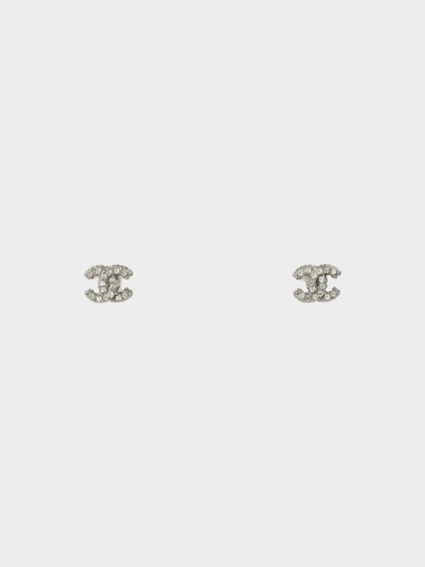 Chanel 2013 Silver CC Rhinestone Earrings