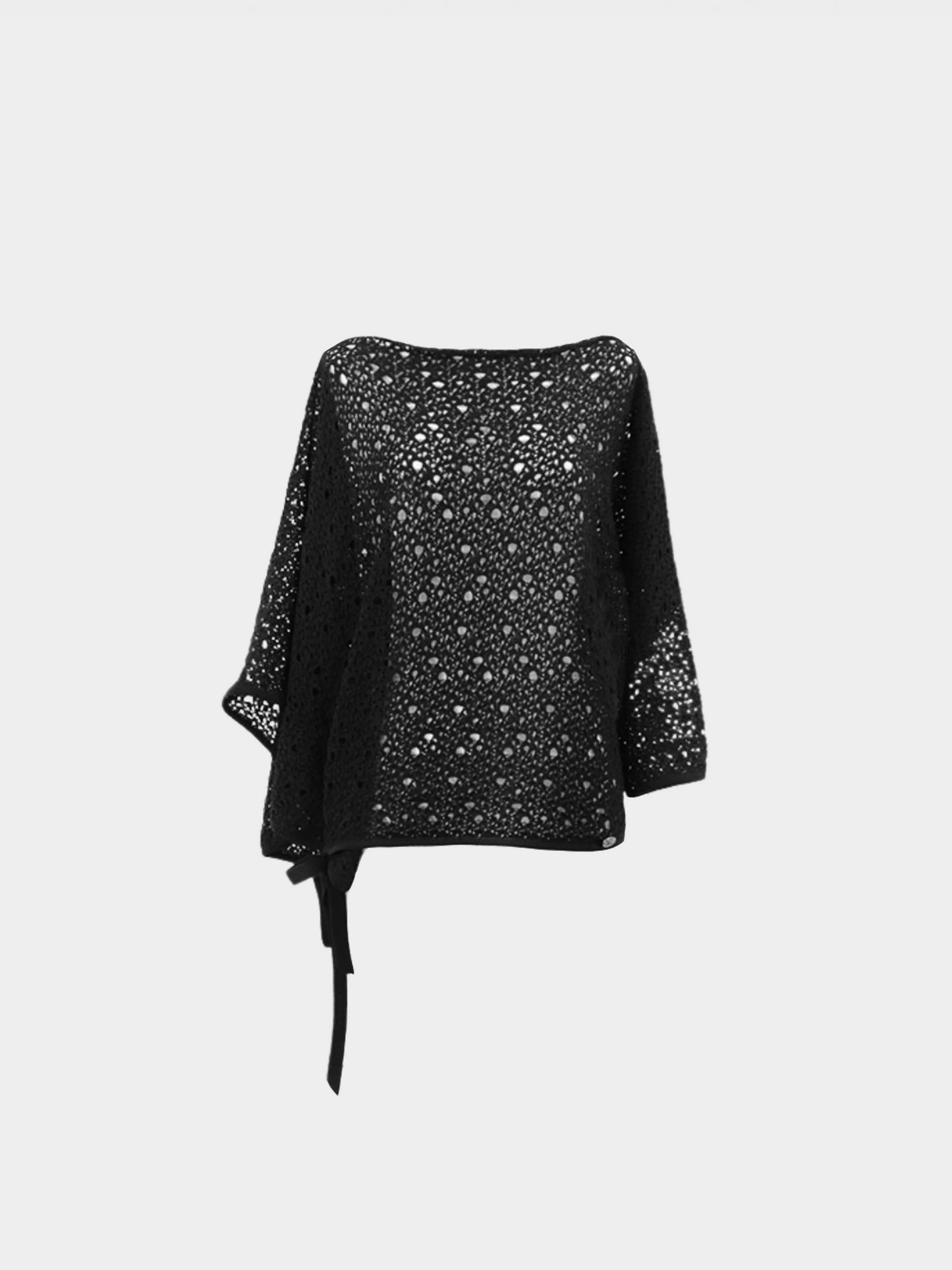 Chanel 2012 Black Crochet Poncho Long Sleeve Top