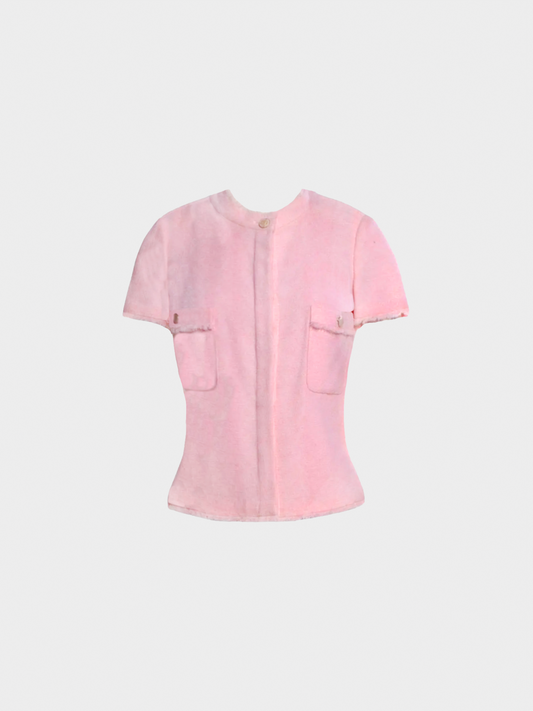 Chanel 2000s Pink Tweed Summer Jacket