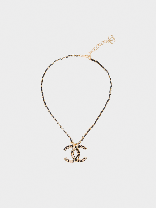 Chanel 2000s Black CC Logo Necklace