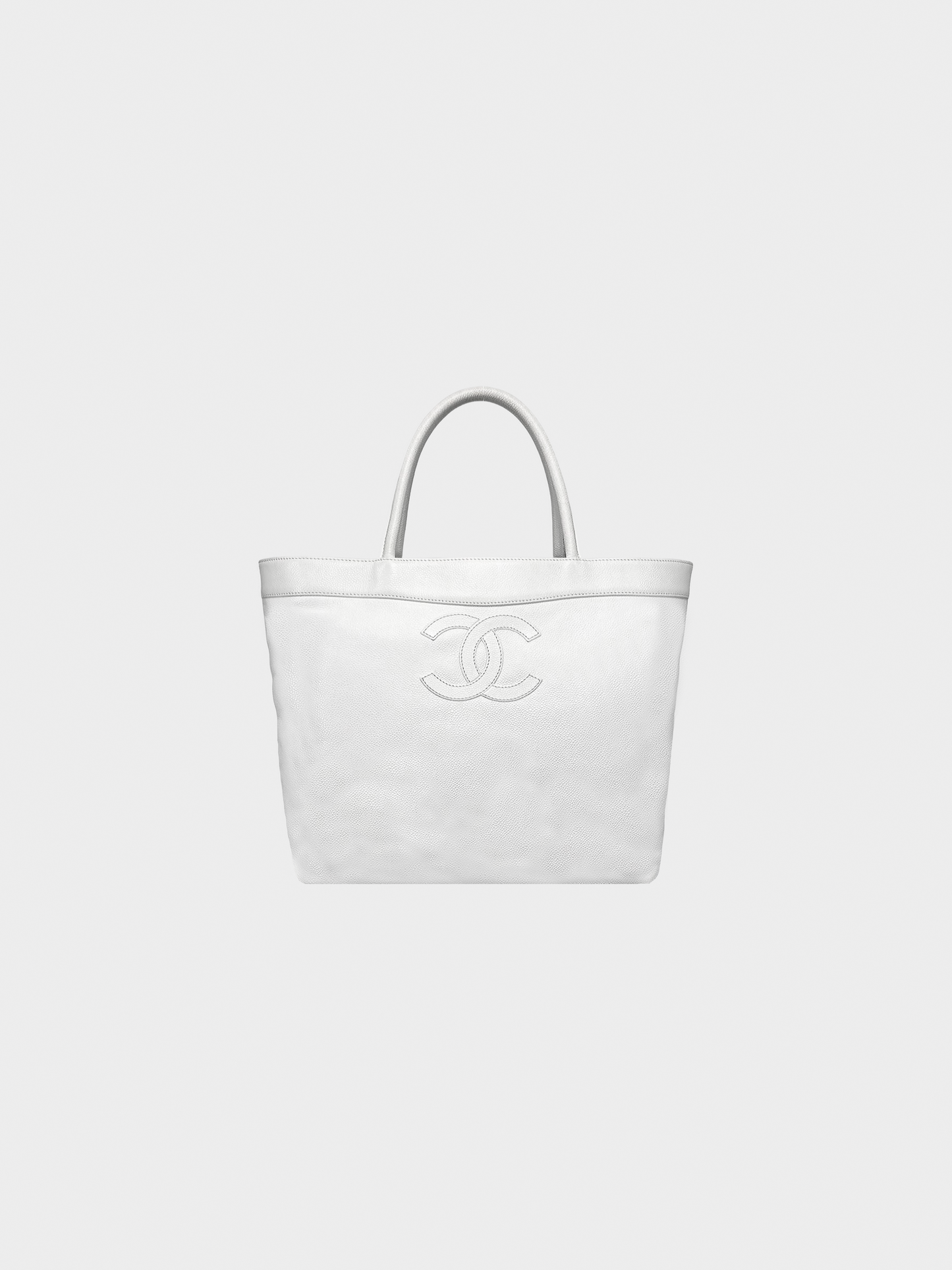 Chanel 2000s White Caviar Leather Tote Bag