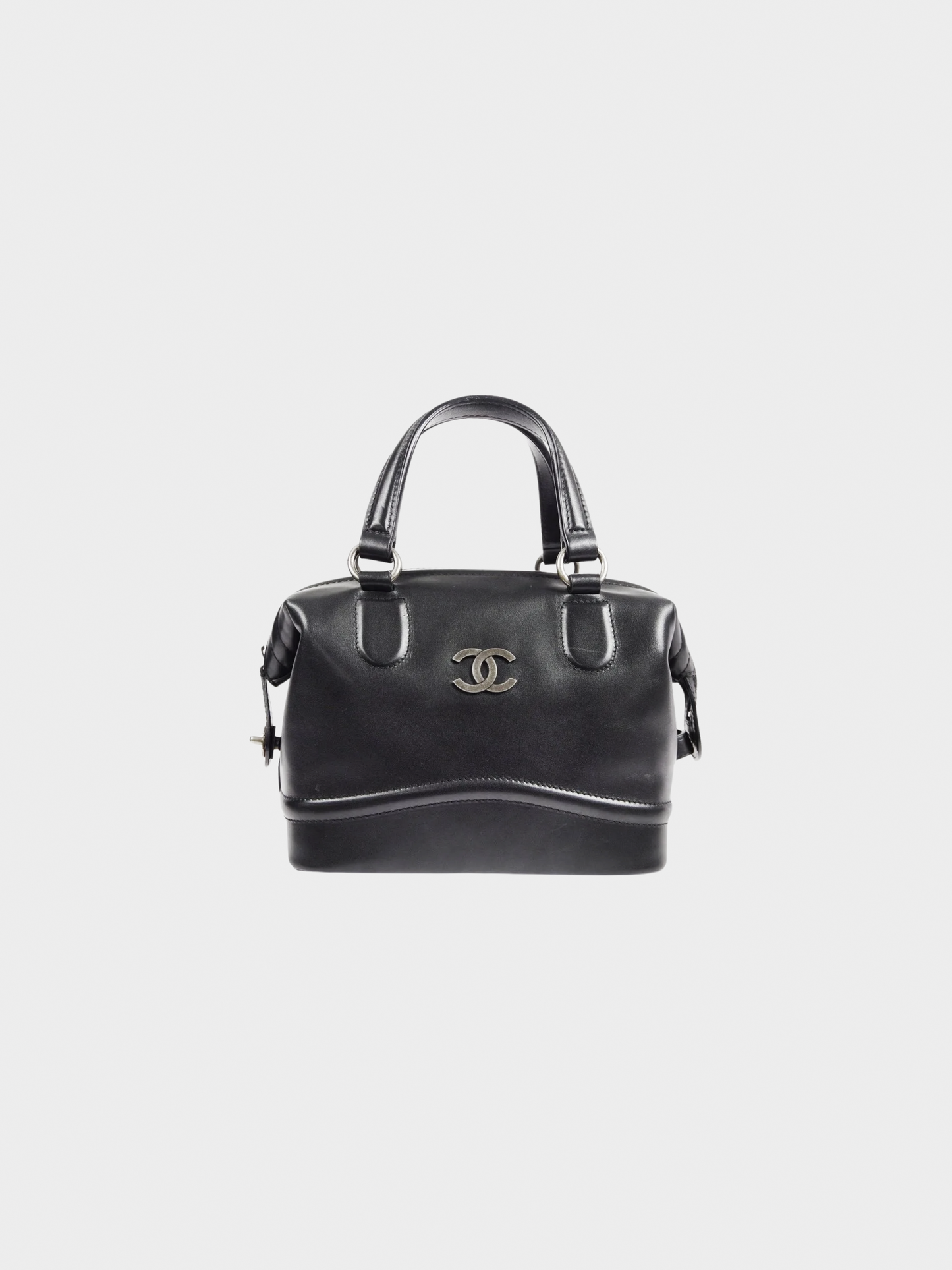 Chanel 2006 Black CC Leather Bowling Bag