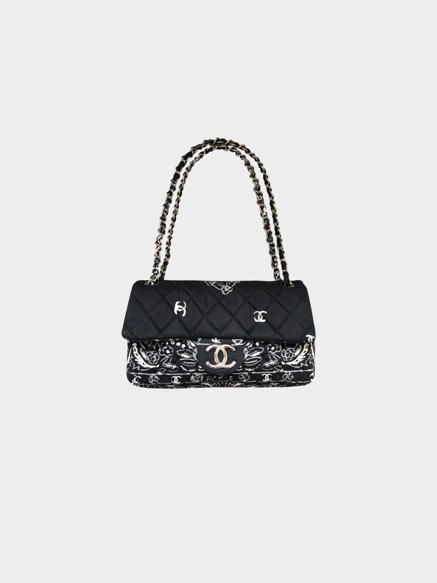 Chanel FW 2014 Deep Navy Camelia Bandana Flap