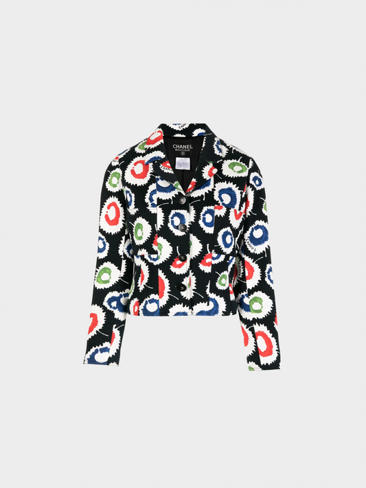 Chanel 1997 Black Abstract Print Jacket
