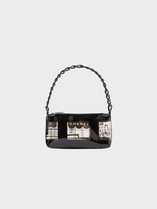 Chanel 2003 Black Window-Print Shoulder Bag