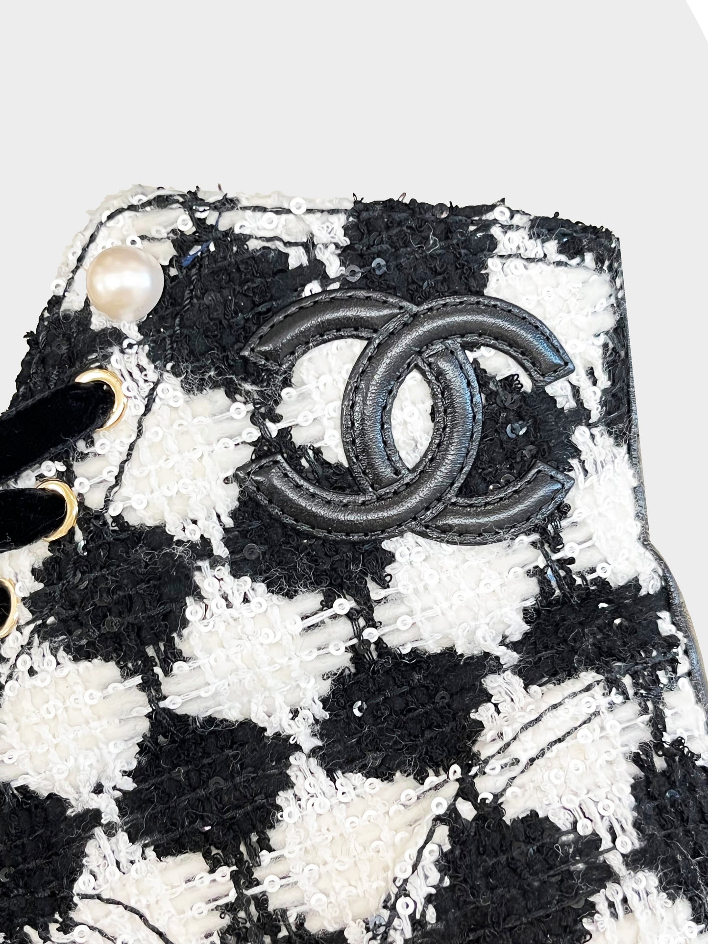 Chanel Pre-Fall 2021 Houndstooth Tweed Combat Boots