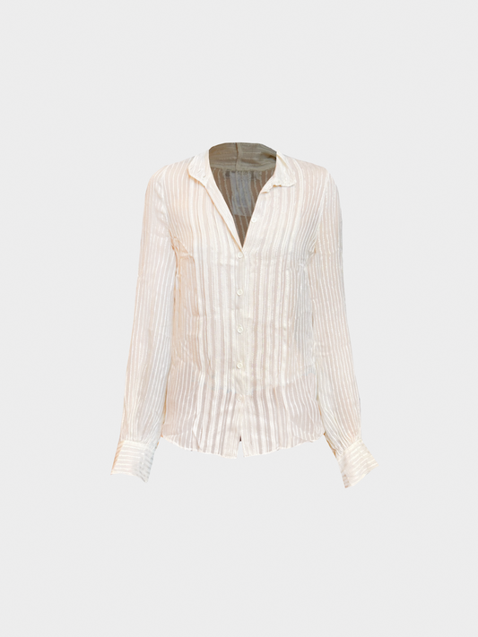 Chloe 2000s Creamy Beige Pinstripe Button Down Top