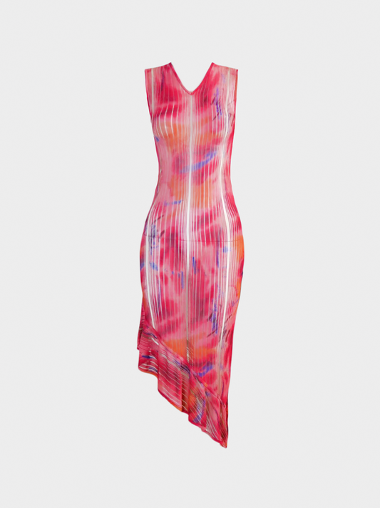Christian Dior SS 2001 Pink Asymmetrical Midi Dress