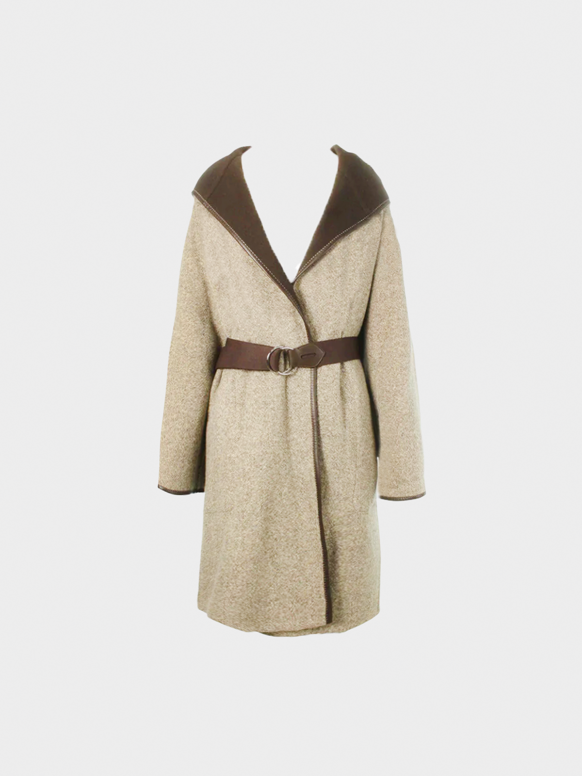 Hermes 2000s Evelyne Brown Cashmere and Leather Coat
