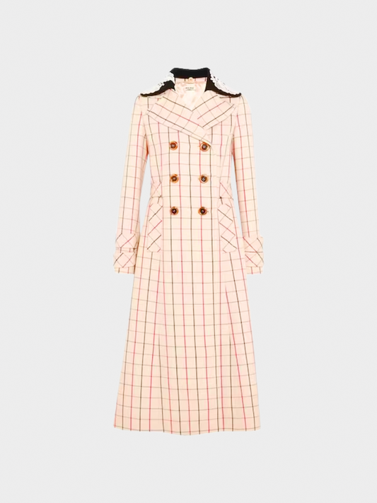 Miu Miu Pre-Fall 2016 Double Breasted Black and Red Stripes Coat