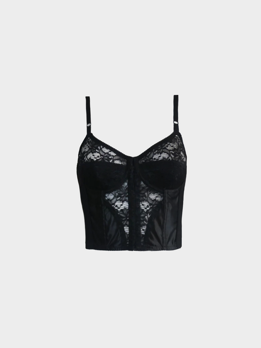 Dolce and Gabbana 2000s Black Lace Cropped Corset Top