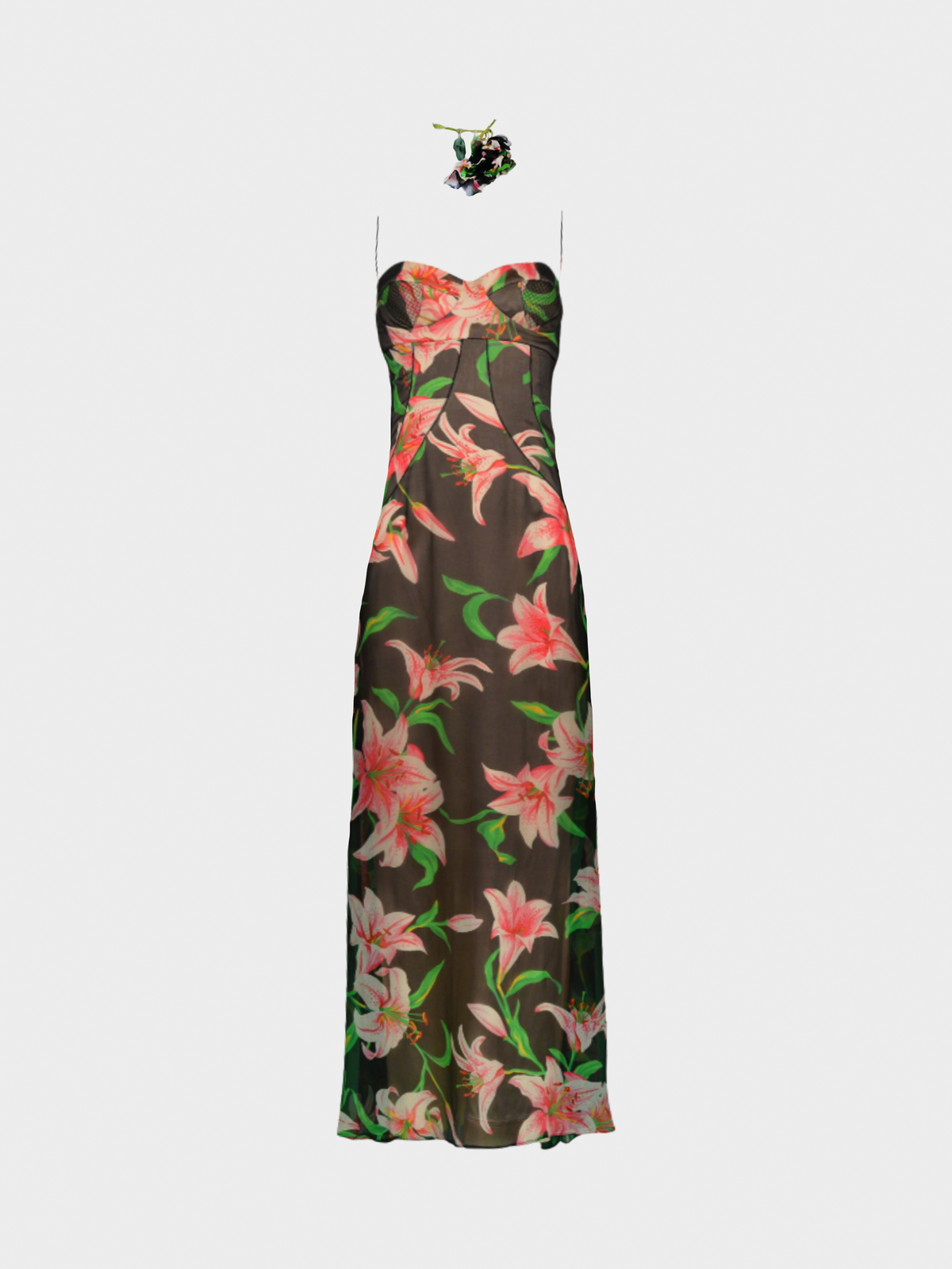 Dolce and Gabbana 1990s Multicoloured Lily Printed Maxi Dress