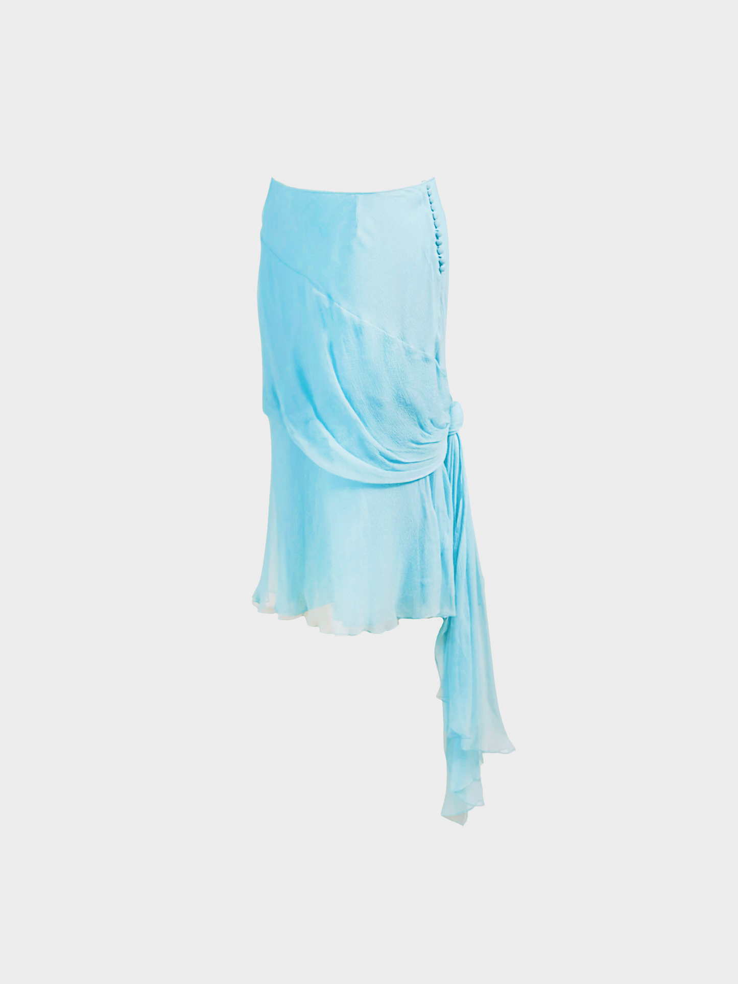 Christian Dior SS 2005 Blue Silk Asymmetrical Midi Skirt