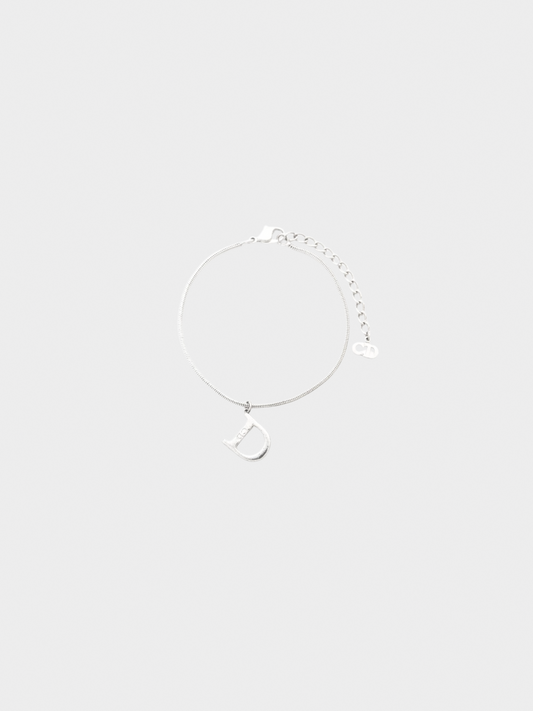 Christian Dior 2000s Silver 'D' Logo Charm Bracelet