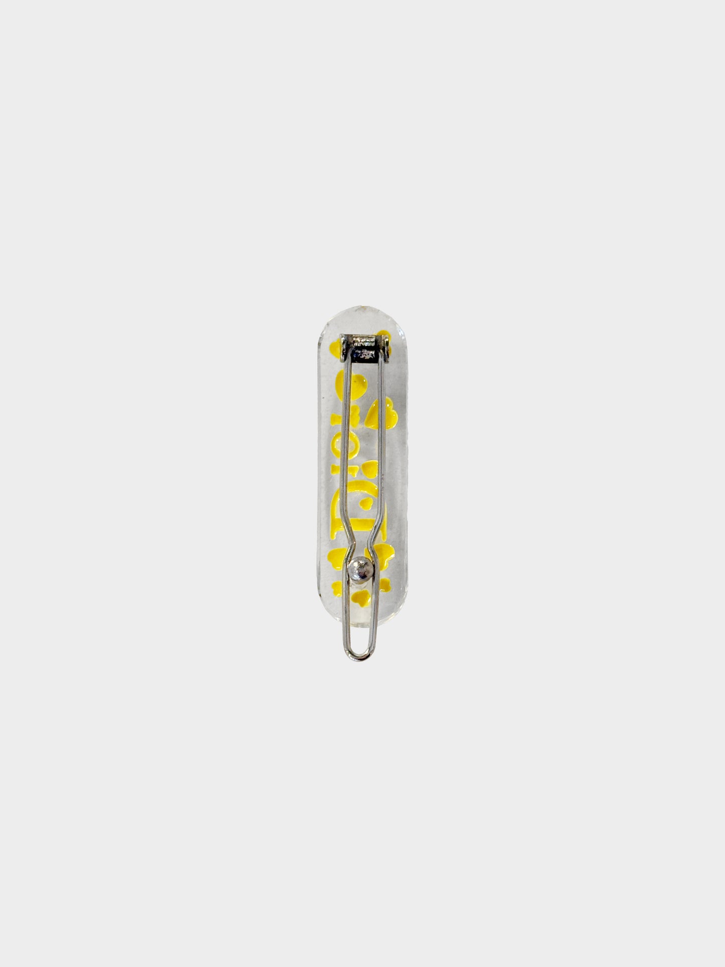 Christian Dior 2000s Yellow Hearts Logo Lucite Hair Clip