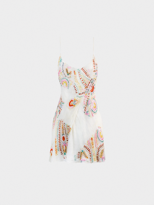 Christian Dior 2000s Cream Embroidered Mini Dress