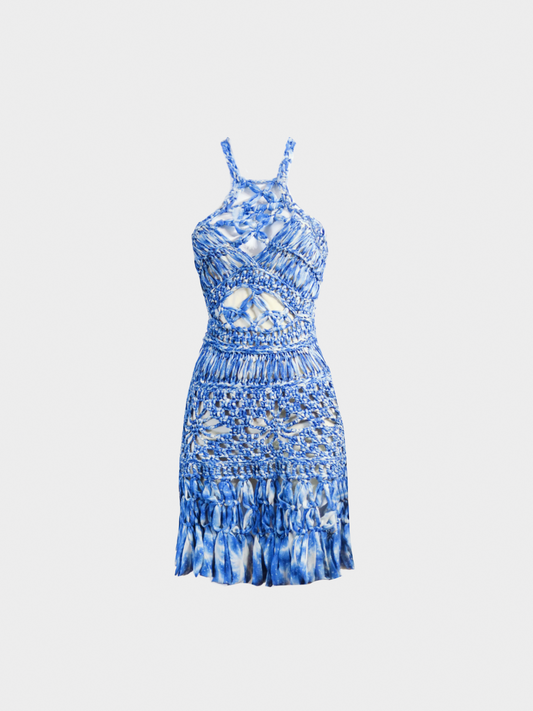 Christian Dior SS 2011 Blue Crochet Midi Dress