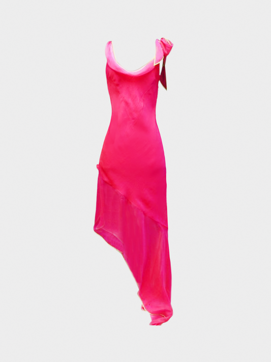 Christian Dior SS 2005 Hot Pink Chiffon Maxi Dress