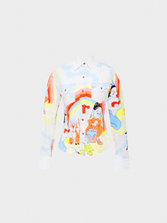 Christian Dior 2002 Cartoon Printed Long Sleeve Top
