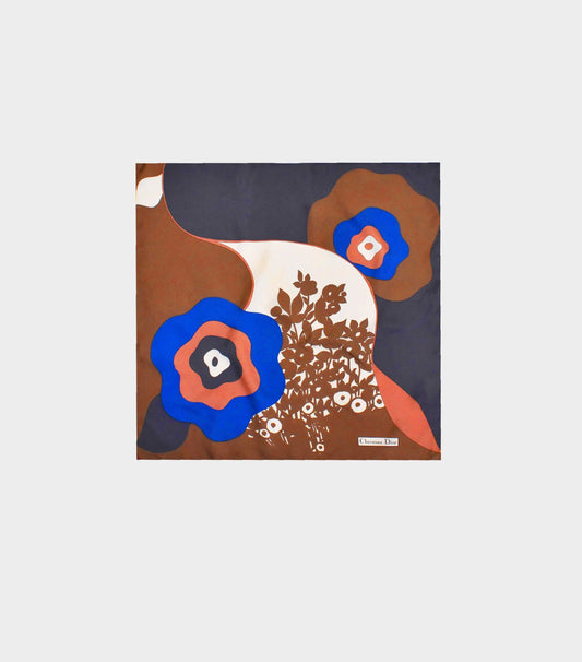 Christian Dior 1980s Floral Silk Scarf