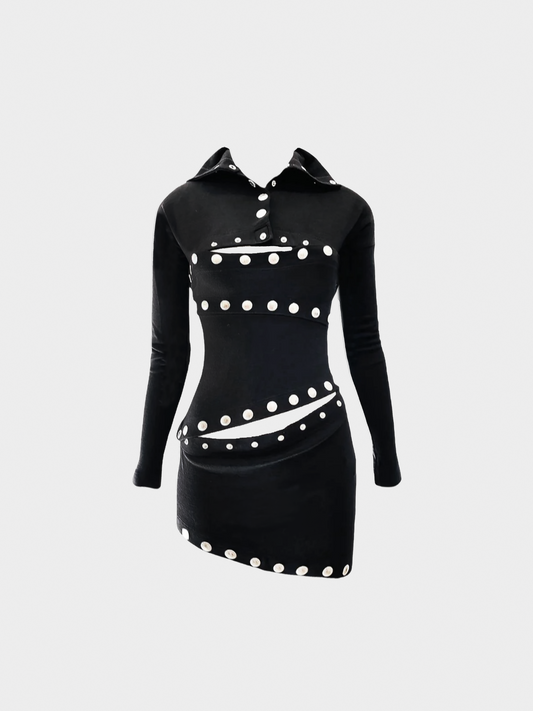 Dolce and Gabbana SS 2003 Runway Black Snap-Up Dress