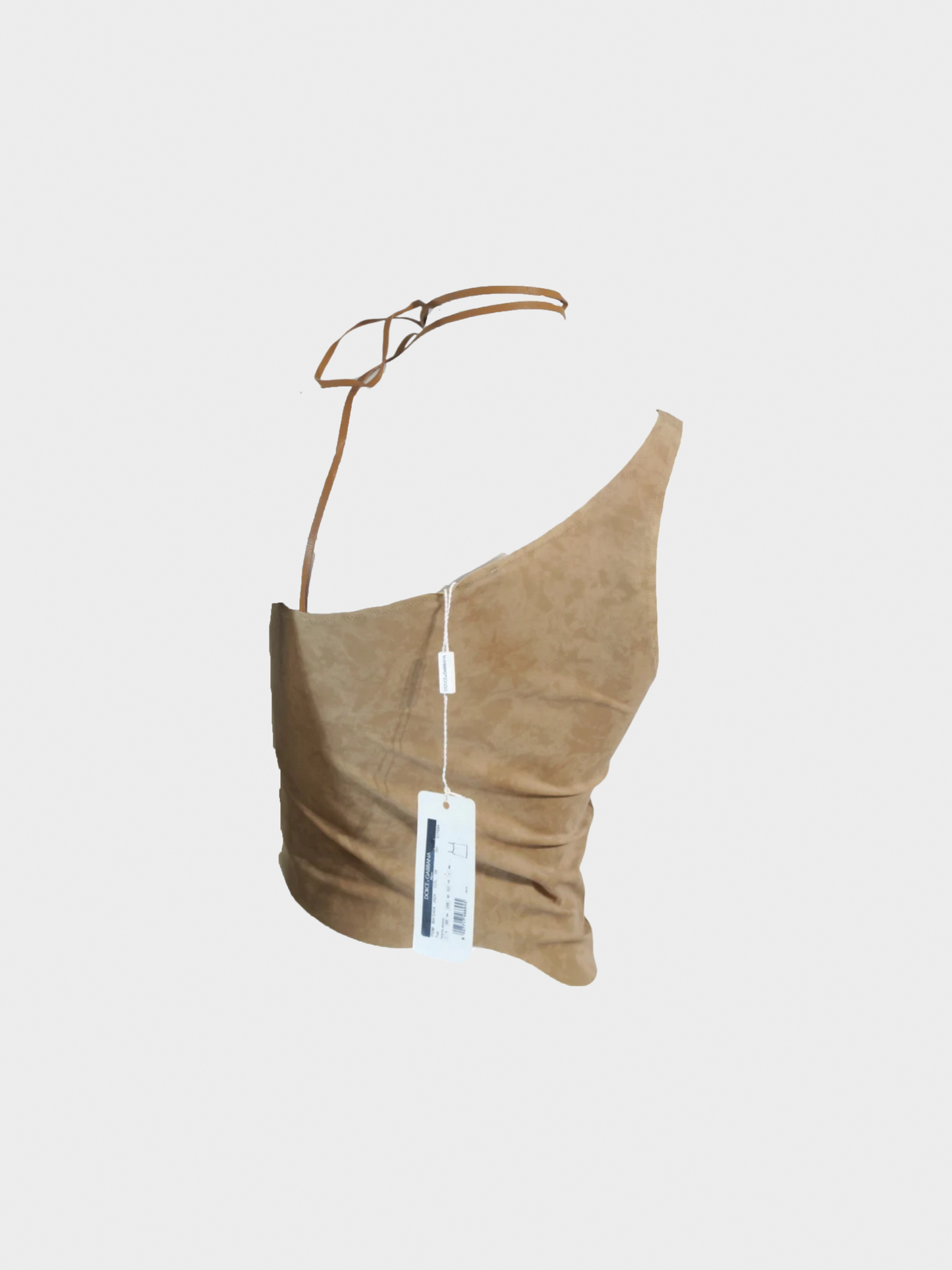 Dolce and Gabbana SS 2001 Brown Asymmetrical Feather Top