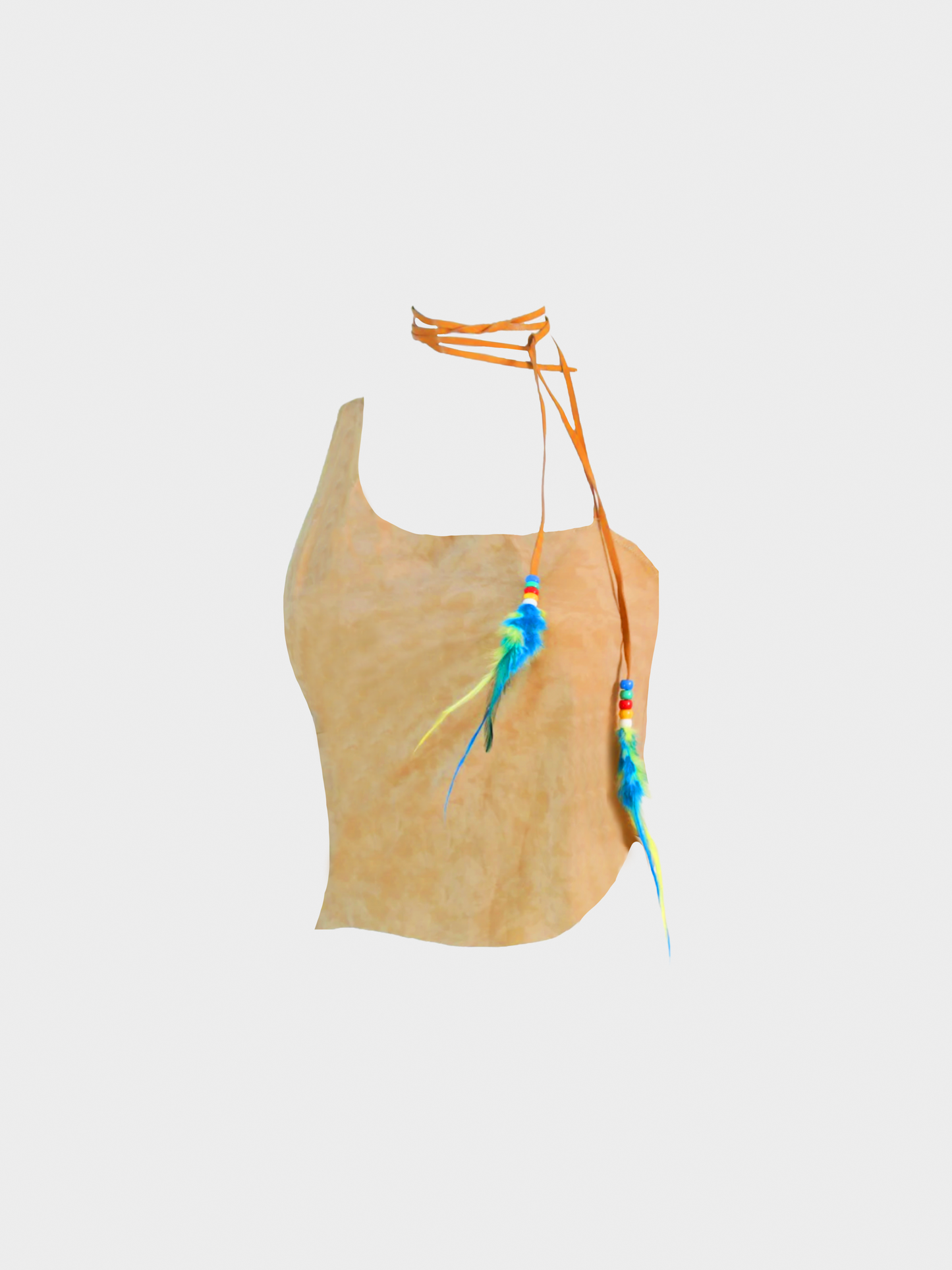 Dolce and Gabbana SS 2001 Brown Asymmetrical Feather Top