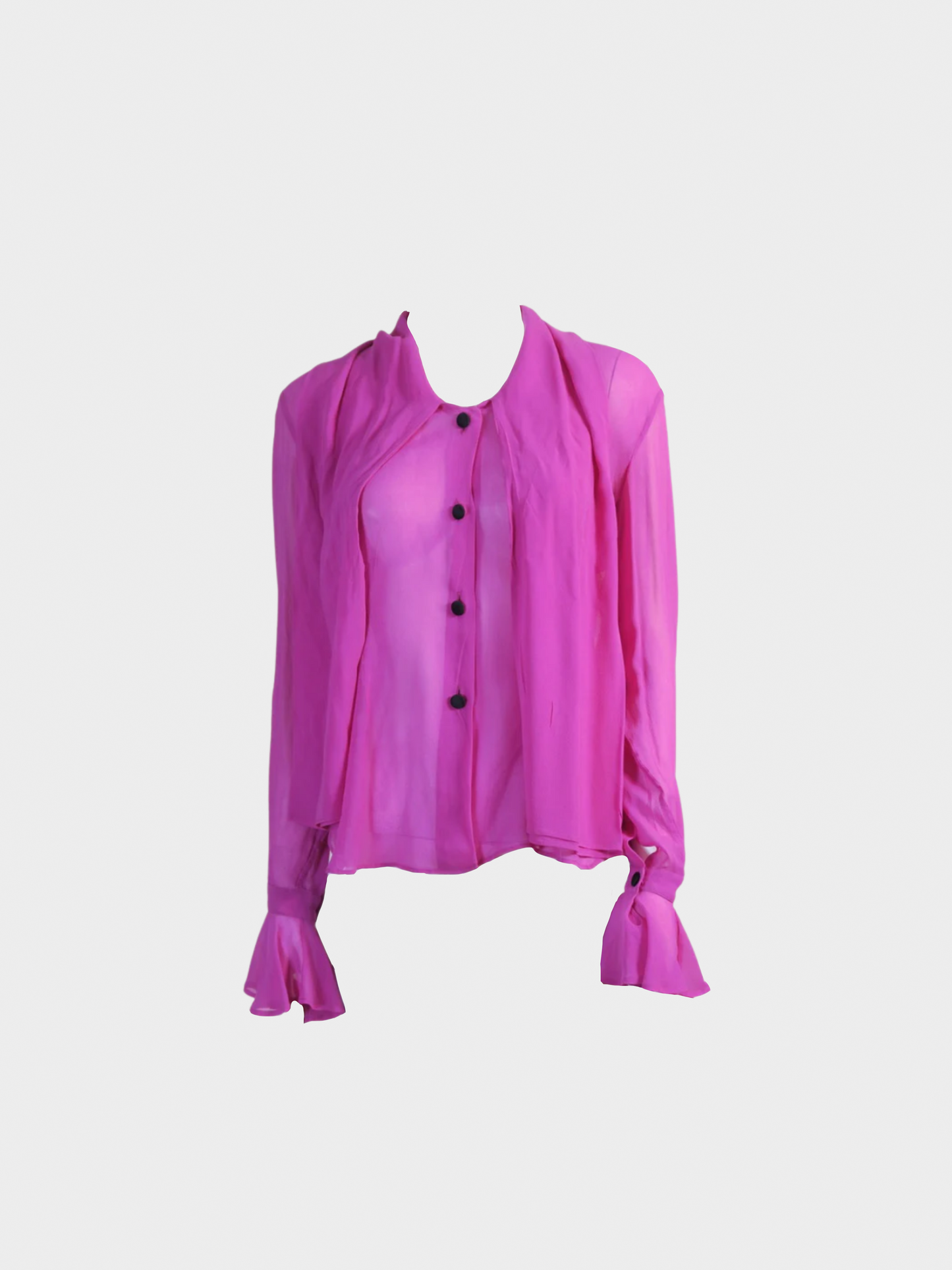 Dolce and Gabbana 2000s Pink Silk Long Sleeve Top