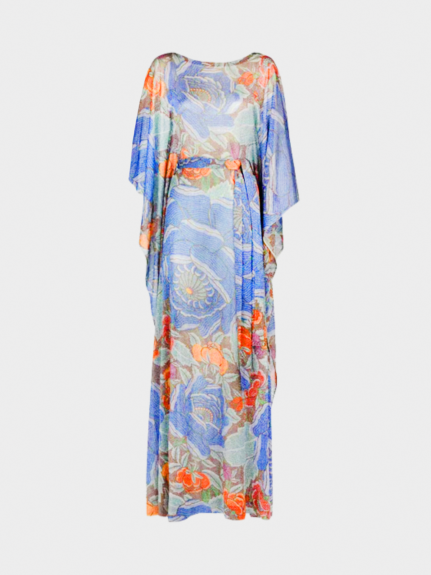 Missoni 1970s Floral Print Metallic Lurex Caftan Dress