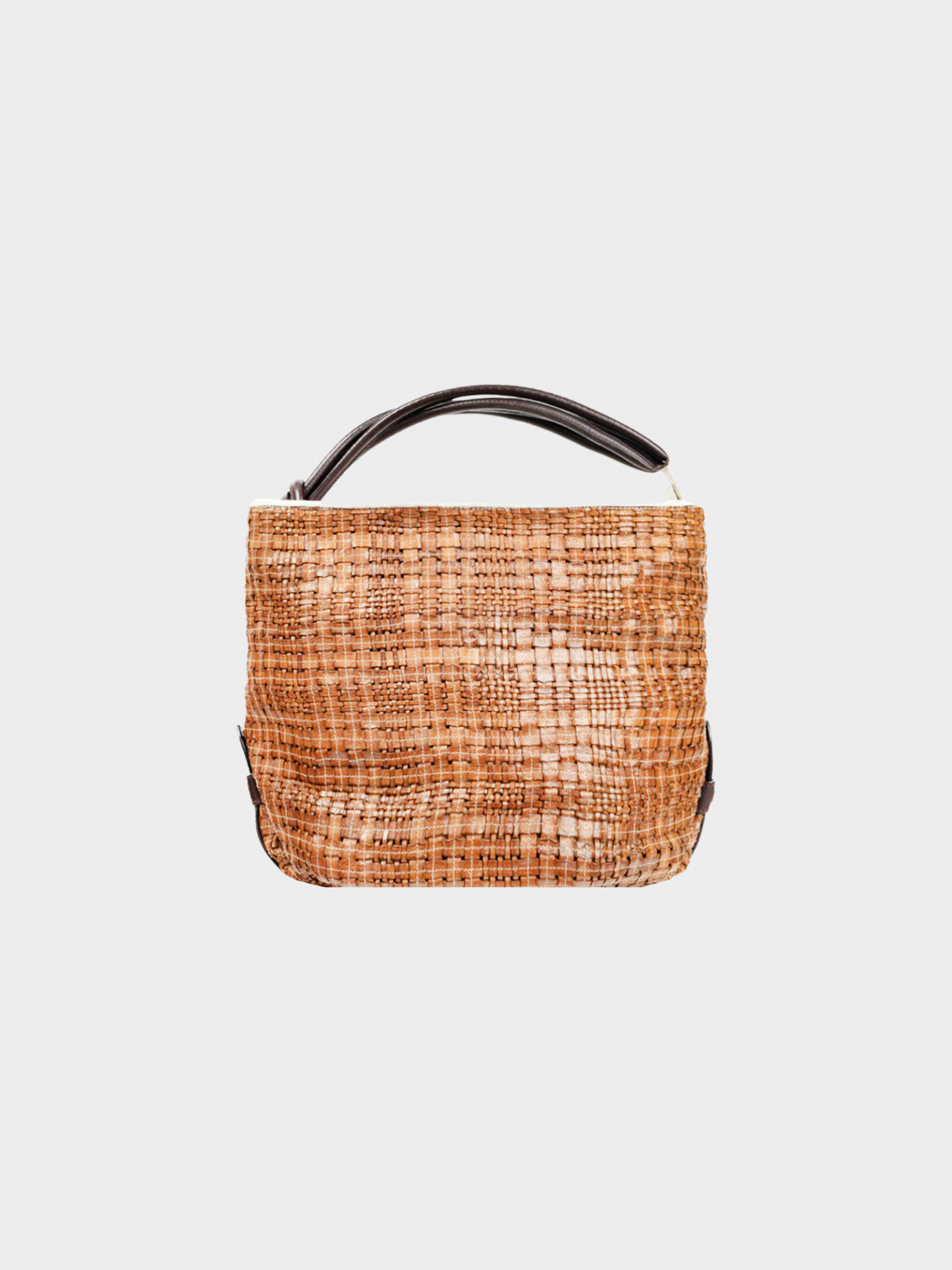 Escada SS 2014 Brown Woven-Leather Hobo