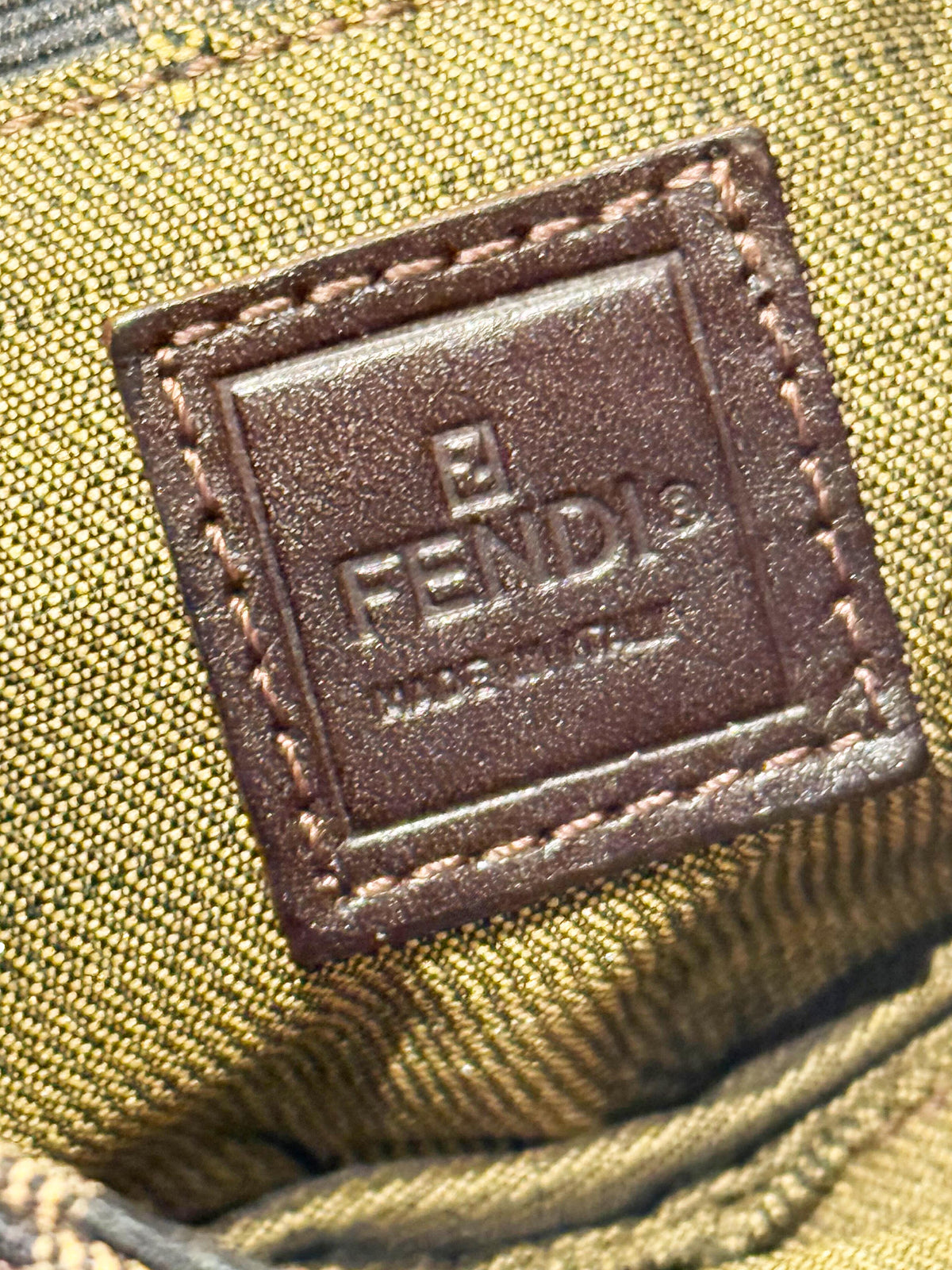 Fendi 2000s Brown Zucca Print Canvas and Leather Mini Croissant Bag