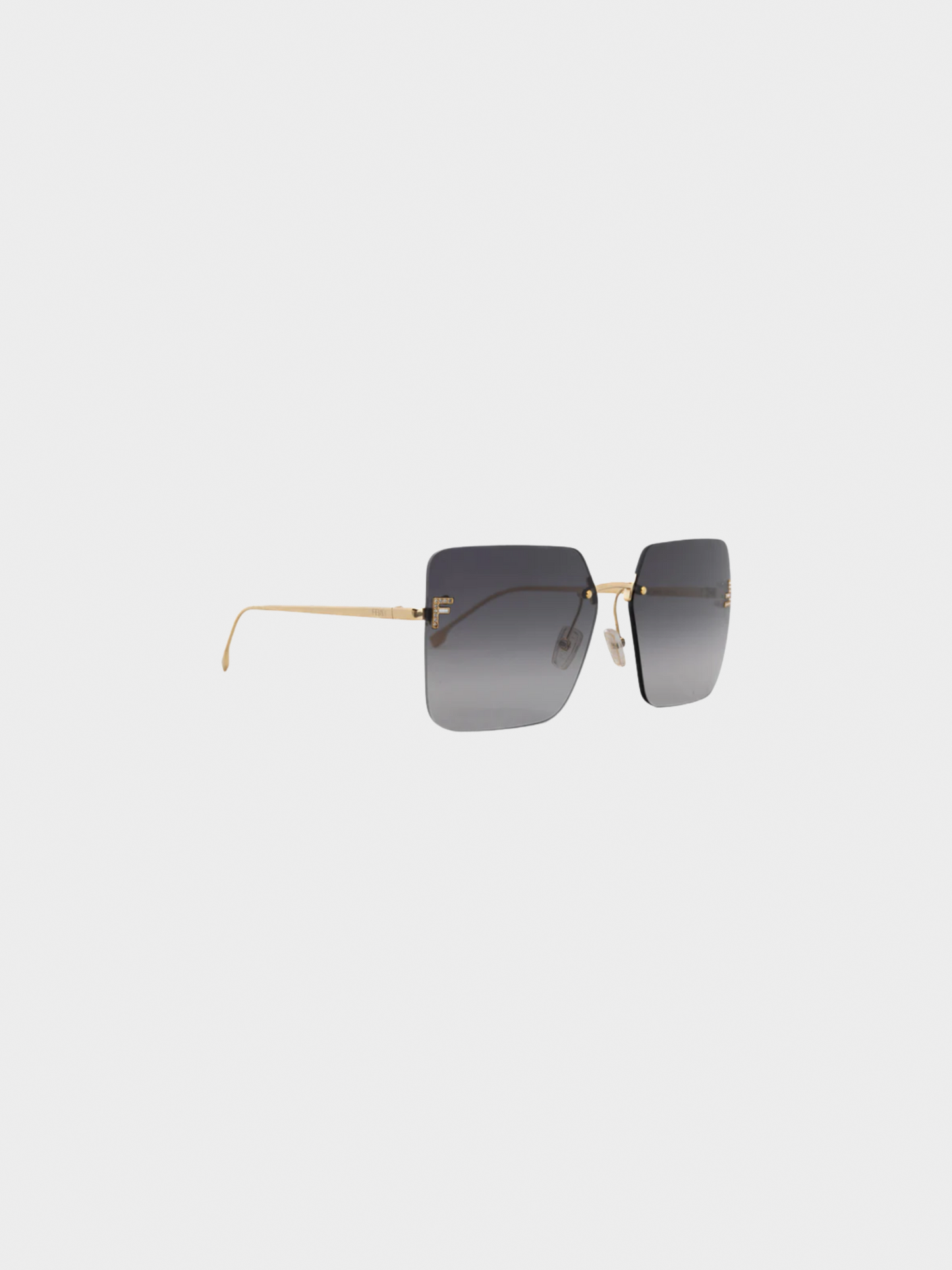Fendi 2010s First Gold-Tone FF-Crystal Square Sunglasses
