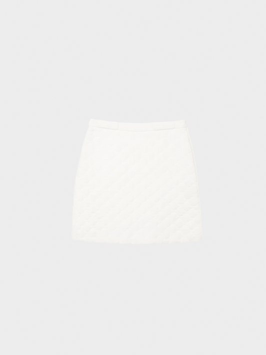 Fendi SS 2020 Runway Ivory Quilted Silk Crepe de Chine Mini Skirt