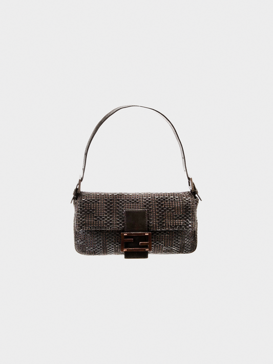 Fendi 2000s Brown Baguette Leather One-Shoulder Bag
