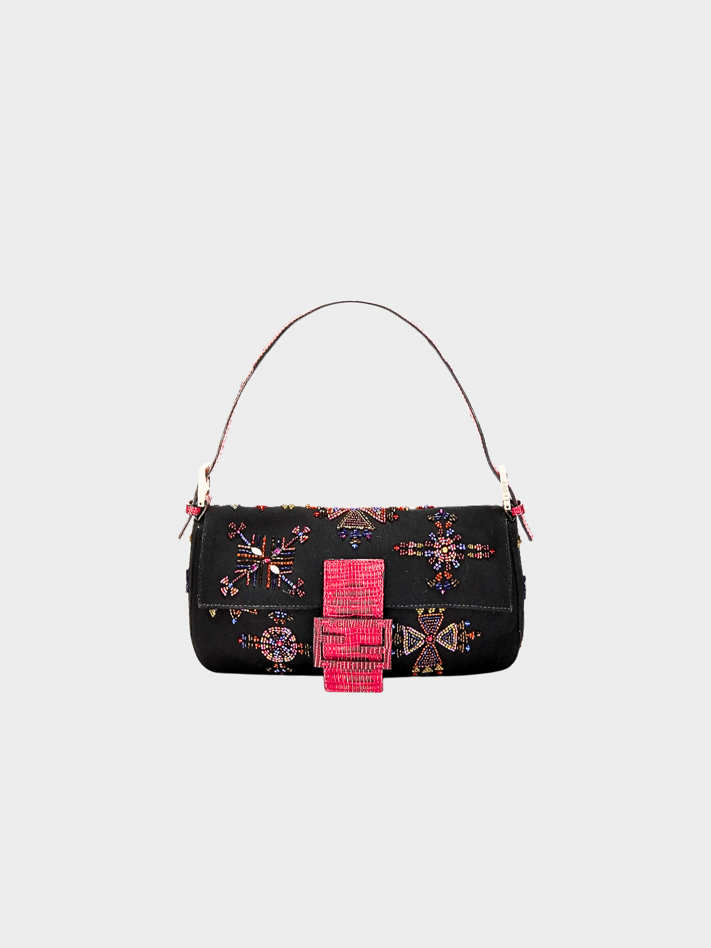 Fendi 2000s Beaded Jersey with Lizard Baguette Bag