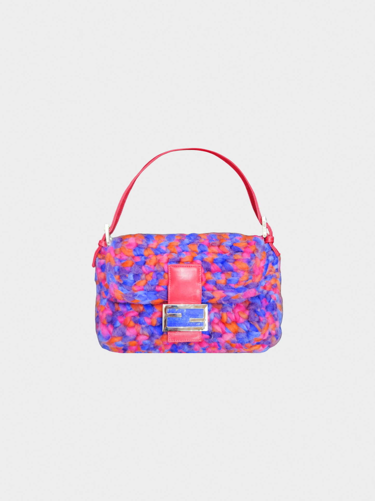 Fendi 2000s Multicoloured Wool Mamma Baguette Bag
