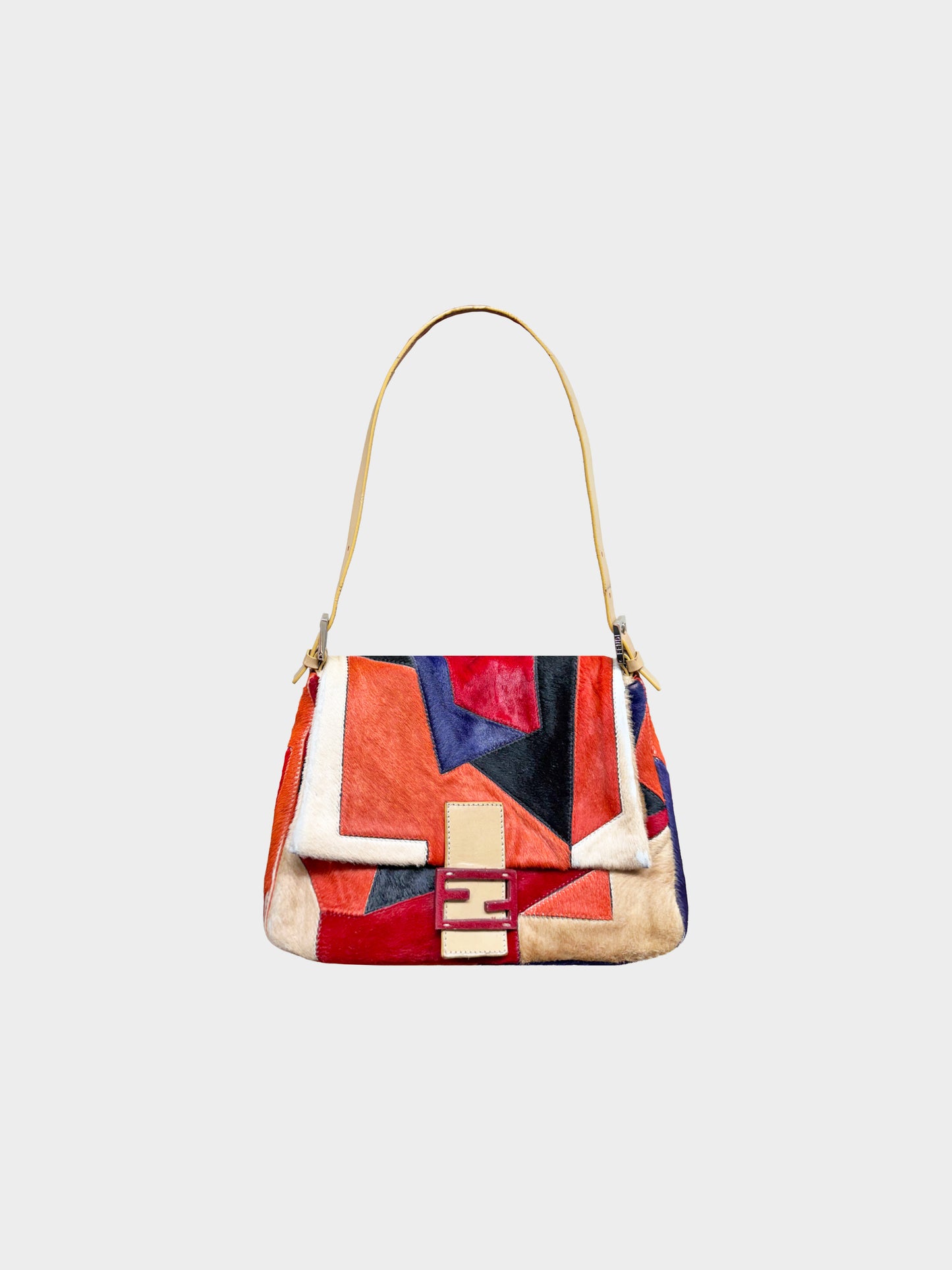 Fendi 2000s Multicolor Patchwork Ponyhair Mamma Baguette