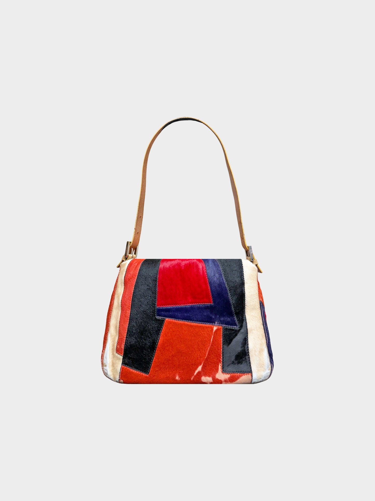 Fendi 2000s Multicolor Patchwork Ponyhair Mamma Baguette