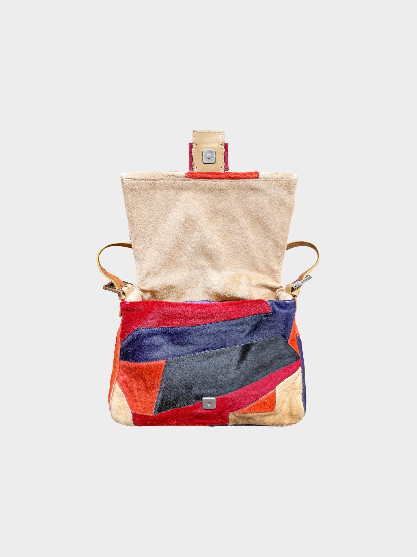 Fendi 2000s Multicolor Patchwork Ponyhair Mamma Baguette