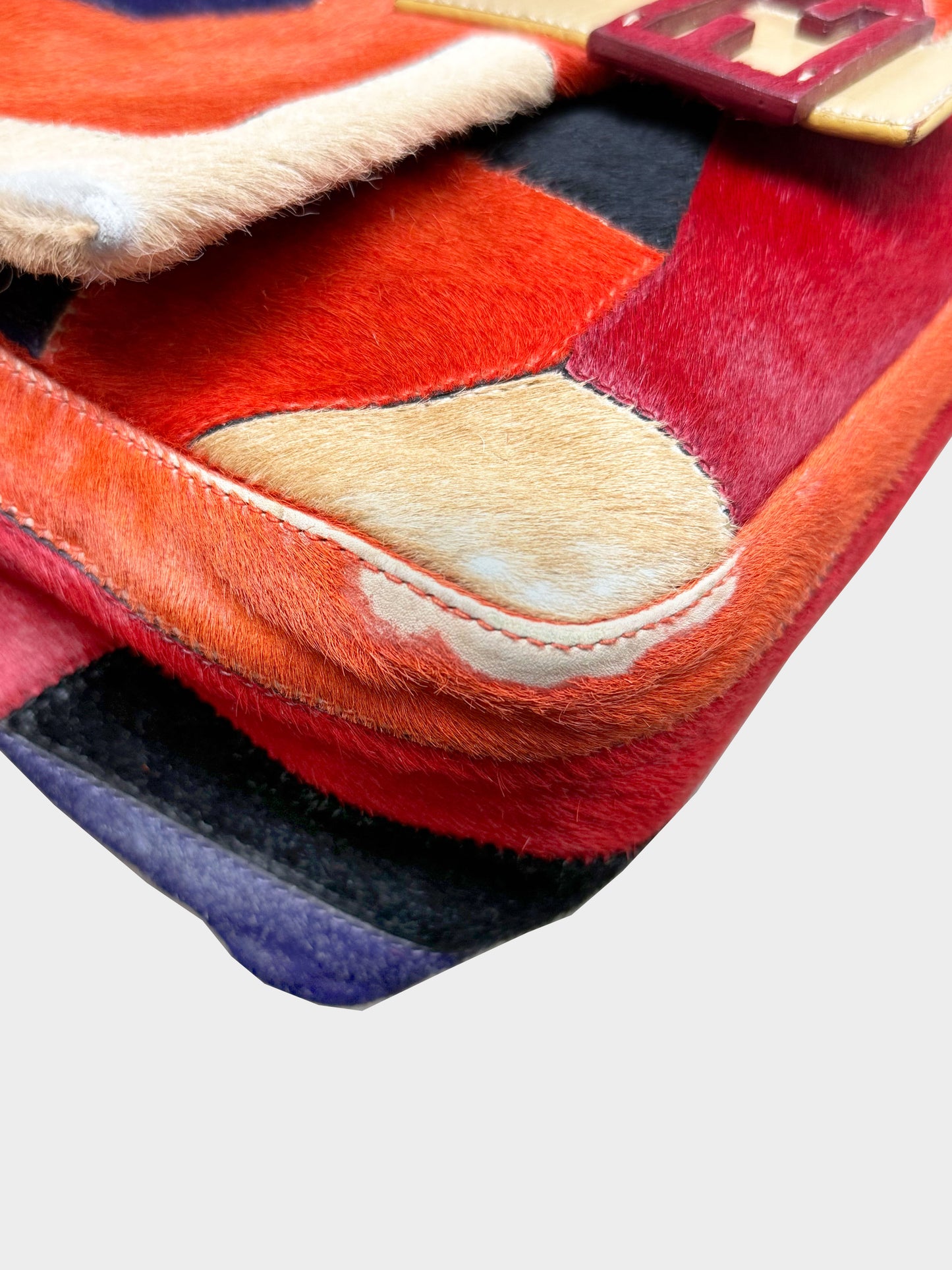 Fendi 2000s Multicolor Patchwork Ponyhair Mamma Baguette