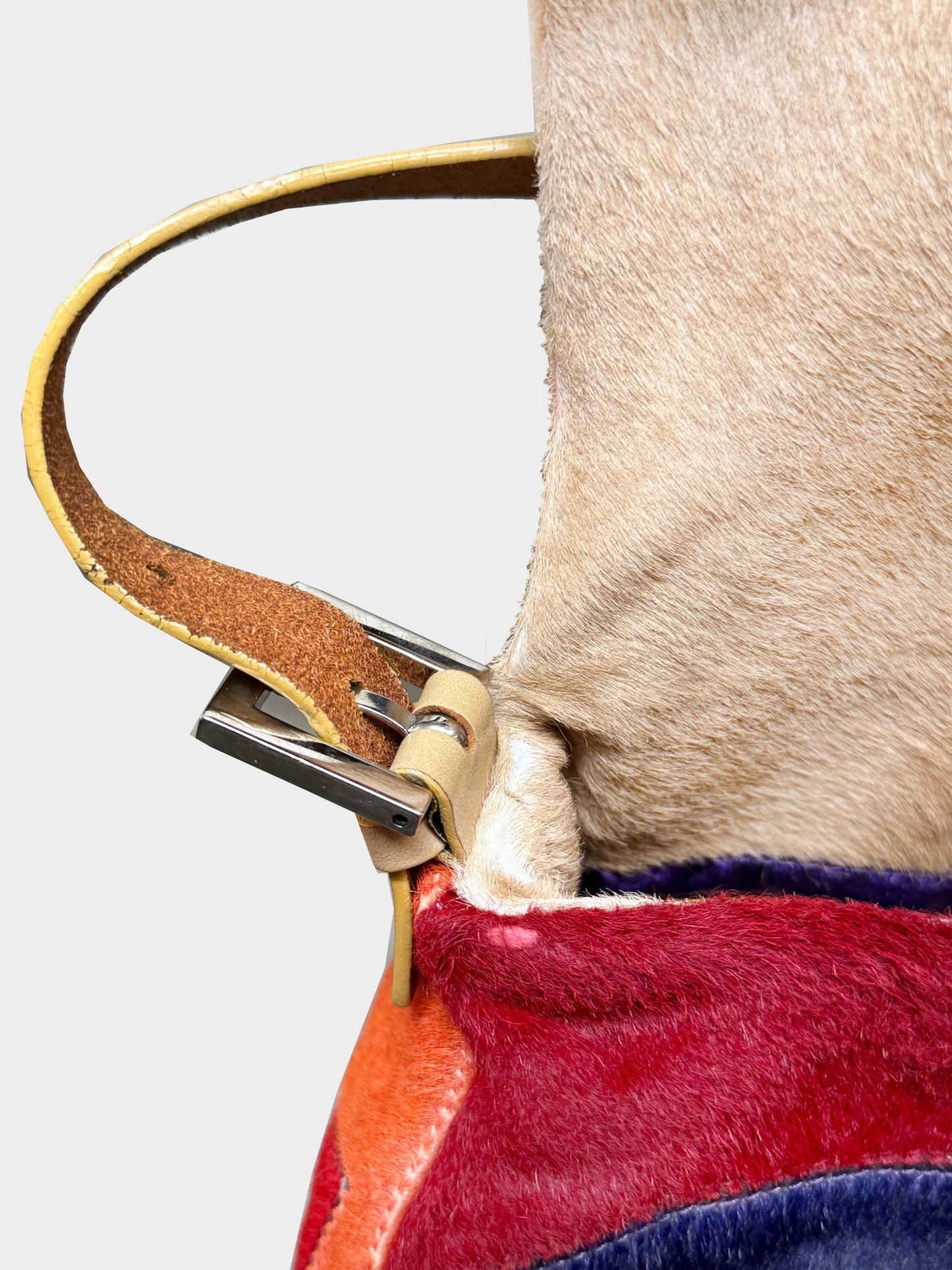 Fendi 2000s Multicolor Patchwork Ponyhair Mamma Baguette