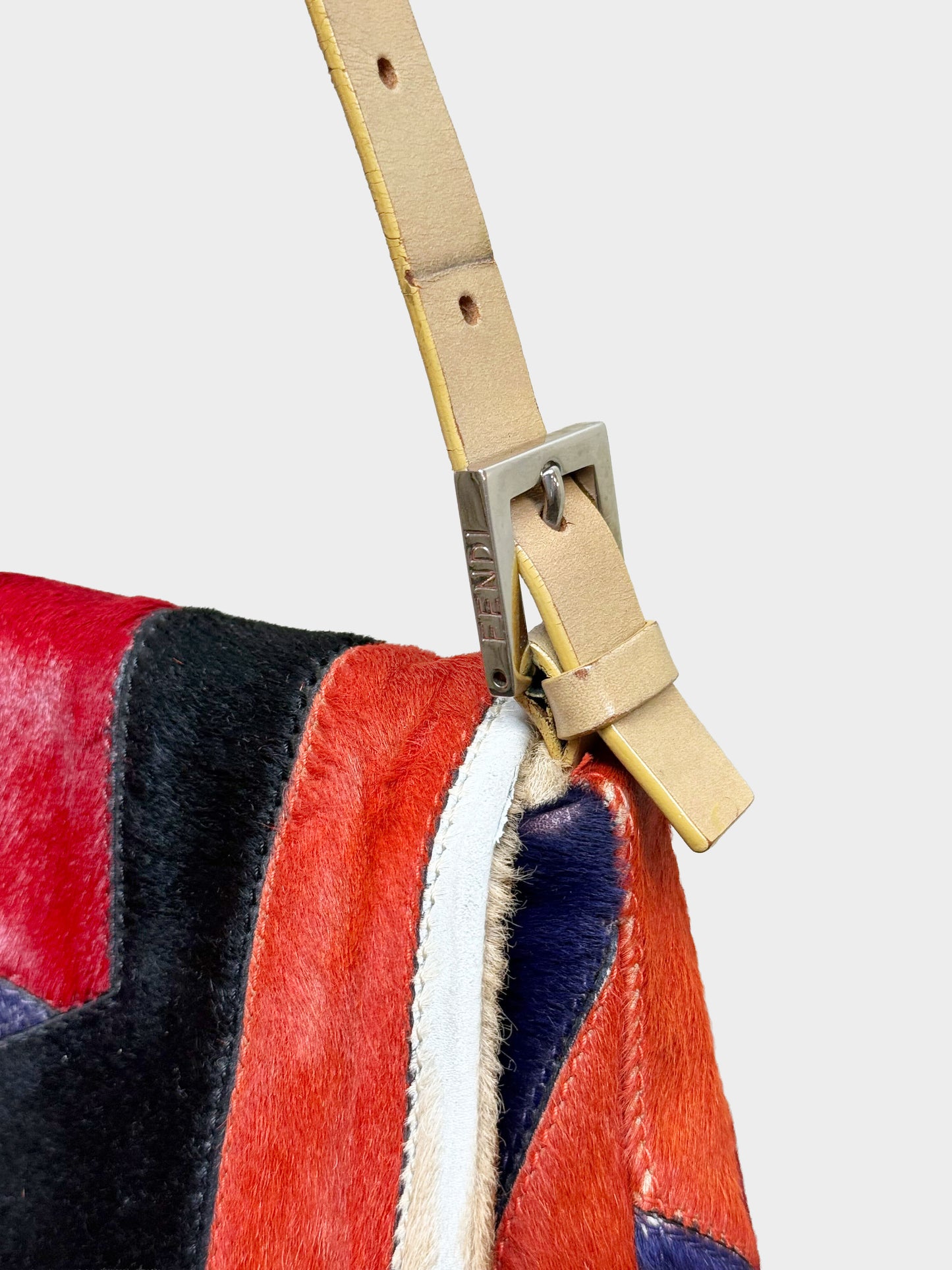 Fendi 2000s Multicolor Patchwork Ponyhair Mamma Baguette