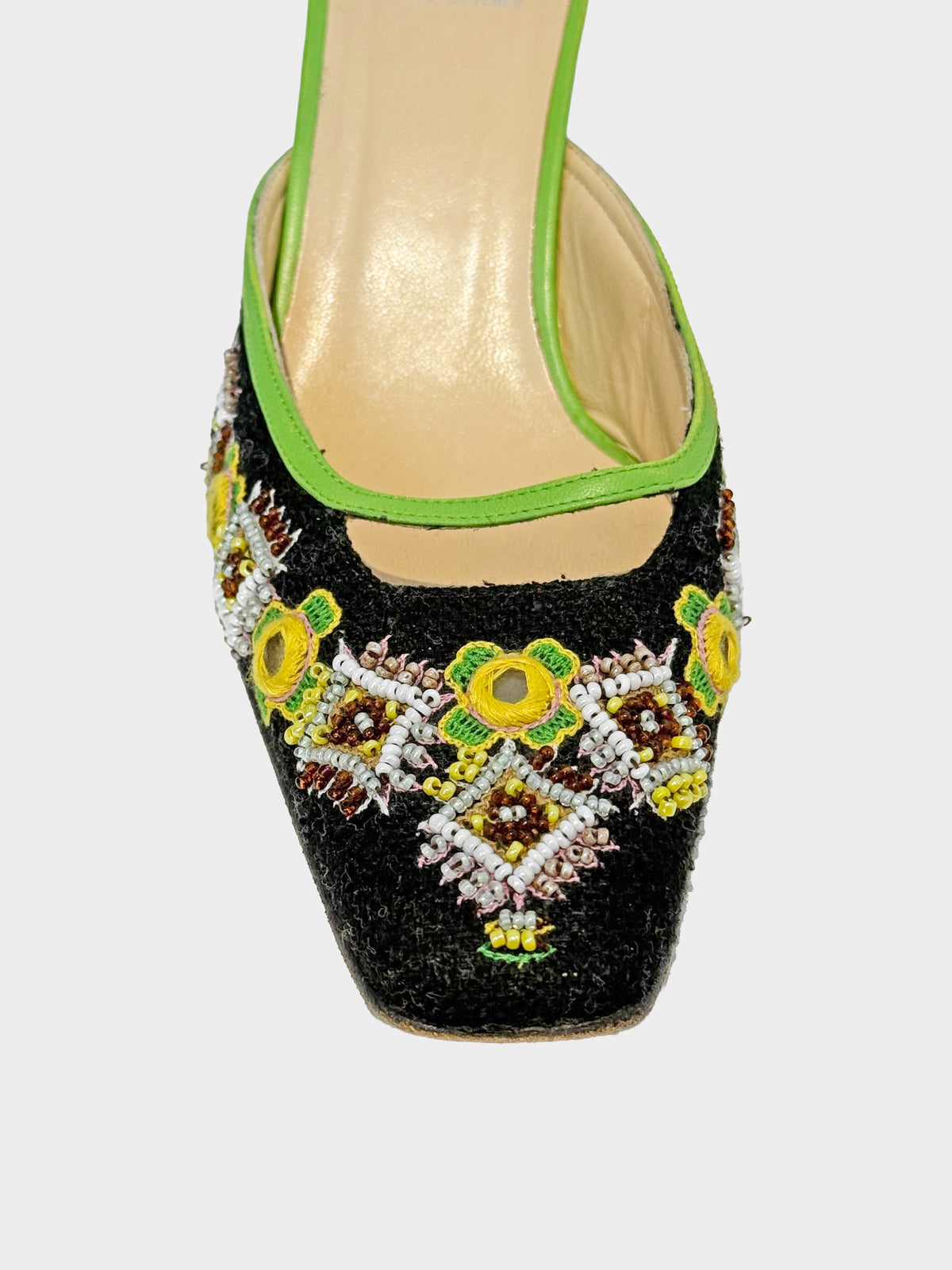 Fendi 2000s Multicolored Beadwork and Embroidered Heels